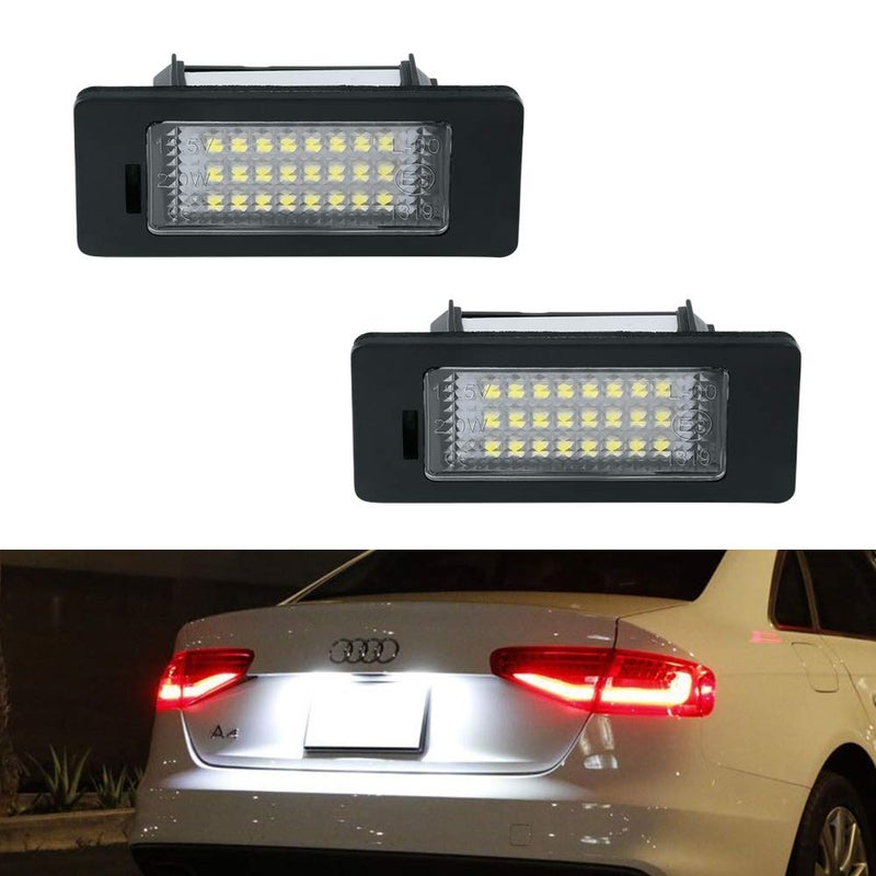 Gempro ضوء لوحة الترخيص من جيمبرو، 2 قطعة مصباح لوحة الترخيص LED لمجموعة أودي A1 A4 A5 A6 A7 S5 Q5 RS5 TT TTRS، يعمل بواسطة 24 مصباح LED أبيض زينون - Image 1